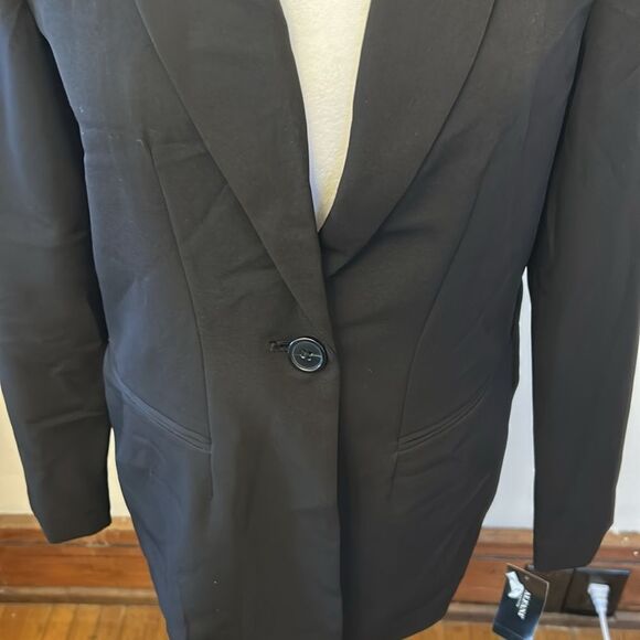 Alfani deep black button front blazer Size SP New - Picture 3 of 11